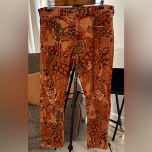 Pilcro Orange and Green Patterned Women's Straight Leg Jeans